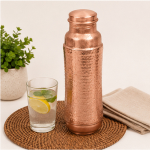 Botella de Agua de Cobre Puro, Diseño Martillado Artesanal, a Prueba de Fugas, Botella Ayurvédica para la Salud, para Gimnasio, Yoga y Oficina - Product Image 4