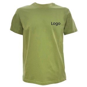 T-shirt rouge à manches courtes pour homme, col rond, coupe classique, couleur unie, jersey décontracté en coton, logo imprimé sur le devant - Product Image 4