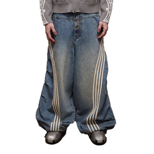 Jeans Boyfriend Personnalisés à Bretelles Ajustables en Denim Tissu Spandex/Coton Imperméable Respirant Séchage Rapide Léger Délavé OEM - Product Image 5