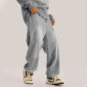 2026 Customized Logo Vintage Acid Washed Sweat Pants Custom Sport Jogger Men Heavy Weight Winter Unisex Fleece Sweatpants - Product Image 3