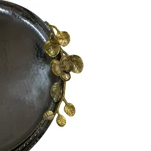 Plateau décoratif rond en céramique écologique de qualité export, élégant et luxueux pour le salon, vente en gros, Plaqué Zahid Exports, sûr - Product Image 5