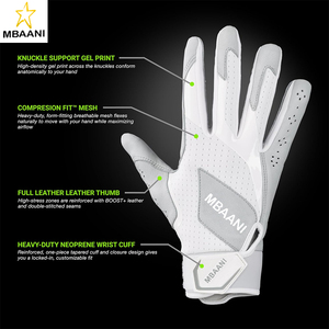 Gants de frappe de baseball en cuir Boost Plus – Tailles adultes et jeunes pour hommes et joueurs jeunes - Product Image 2