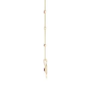 Premium Quality 14k 18k Solid Gold Oval Cut Natural Red <b>Ruby</b> And Diamond Halo Geometric Station <b>Necklace</b> Handmade Fine jewelry - Product Image 2