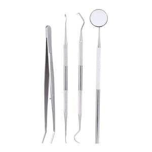 Instrumentos Dentales de Acero Inoxidable, Espejo Bucal Manual, Sonda, Raspador, Pinzas, Kit de Higiene Dental (4 Piezas) de Dentavex - Product Image 6