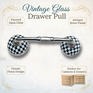 Beads Art CBH 147 Ba Modern Porcelain Cabinet Bridge Handle Black <b>White</b> Checkered Pattern Durable Eco-Friendly Furniture <b>Knob</b> - Product Image 5