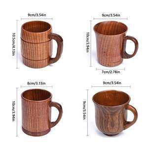 Mug à café classique en bois de manguier éco-responsable avec poignée 500 ml – Tasse en bois décorative durable et anti-fuite pour bar/café - Product Image 2