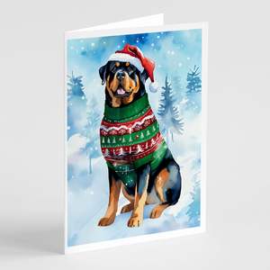 Cartes de vœux de Noël Rottweiler fantaisistes Lot de 8 cartes vierges avec enveloppes A7 Taille 5x7 - Product Image 1