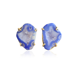 Natural geode druzy agate stud <b>earring</b> prong setting crystallize <b>post</b> back stud <b>earring</b> handmade fancy stud <b>earring</b> - Product Image 1