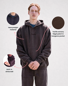 CouchClub Men's Oversized Hoodie 100% Cotton Winter Heavyweight Embossed Logo Kangaroo Pocket <b>Stress</b> <b>Ball</b> Feature - Product Image 3