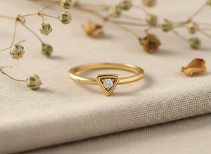 Handmade Gold Plated Minimalist Triangle Gemstone <b>Ring</b> Factory Direct VVS1 Lab Grown Diamond <b>Stacking</b> <b>Ring</b> Unisex Wedding - Product Image 6