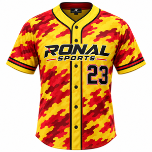 Camiseta de Béisbol Personalizada con Botones, Manga Corta, Nombre y Número del Equipo, Camiseta Deportiva - Product Image 1