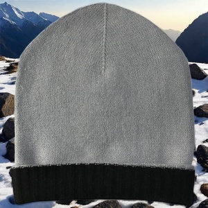 Unisex Custom Logo Winter Beanie Wholesale Hand Knitted Cashmere Folding Edge Hat Stylish Rib Border Soft Warm for Casual Size - Product Image 3