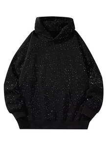 2026 Women's Winter Lined Anti-shrink Bling <b>Rhinestone</b> Hoodie Long Sleeve Casual Pullover with Drawstring Hood and Front Pocket - Product Image 1