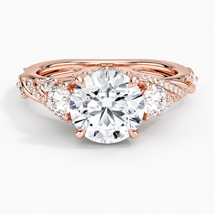 14K Yellow Gold Ring Featuring the Begonia Vine Three Stone Diamond Design - Product Image 5