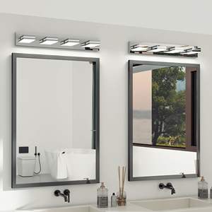 Modern Sleek Minimalist 4-<b>Light</b> <b>Chrome</b> LED Vanity <b>Wall</b> Sconce Energy-Efficient Easy Install for Bathroom Mirror Lighting - Product Image 1