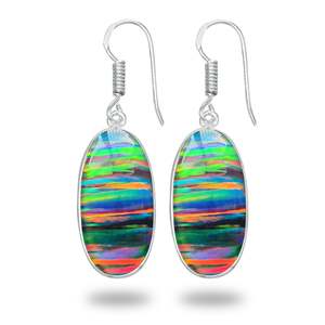Boucles d'oreilles pendantes en argent plaqué avec opale aurore véritable, faites à la main, design unique, cadeau idéal pour les fêtes et les anniversaires - Product Image 4