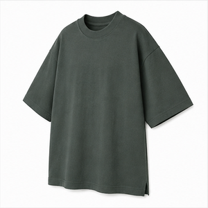 T-shirt Homme Surdimensionné à Manches Courtes en Coton Biologique Vert Graphite Structuré MTS-OVR-0050 - Product Image 4