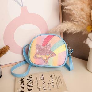 Mochila Impermeable de PU con Estampado de Estrellas Arcoíris, Bolso de Hombro Cruzado de Moda para Niñas, Accesorios para Bebés - Product Image 5