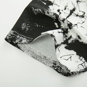 Black White Abstract Paint Splash Longline Curved Hem Tee Men Short Sleeve Cotton Wholesale Casual - Product Image 3