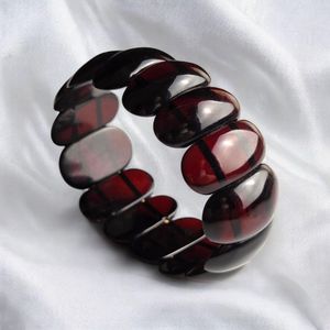 Cherry Baltic Amber <b>Bangle</b> <b>Bracelet</b> Natural Red Amber Gemstone Elastic Chunky Wide <b>Bracelet</b> For Women - Product Image 6