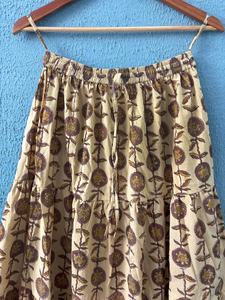 Vestido étnico de verano para mujer, falda larga de algodón estampada con bloque de mano con cintura elástica, estilo informal sostenible transpirable - Product Image 4