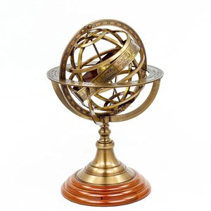 Sphère armillaire vintage en laiton antique, globe terrestre, astrolabe, décoration nautique marine pour la maison, le bureau, élégant objet de décoration de bureau - Product Image 4