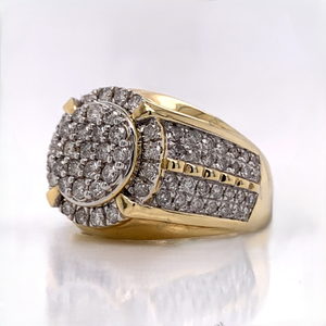 Men's Yellow <b>Gold</b> <b>Cocktail</b> <b>Ring</b> Pave Round Diamond Shield Shape Hiphop Style Everyday Wear Jewelry - Product Image 1