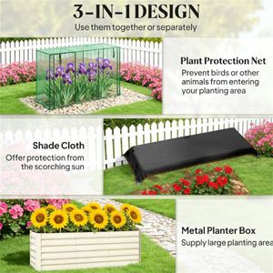 Fioriera Rialzata Beige per Giardino e Vaso per Piante - per Rete da Giardino - Product Image 2