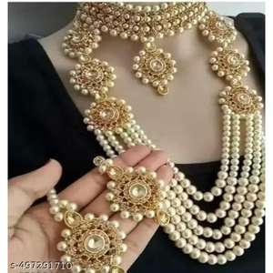 Nuevo Conjunto de Joyería de Latón Chapado en Oro con Perlas, Estilo Indio Cristiano, Regalo Especial para Bodas y Fiestas para Mujeres - Product Image 1