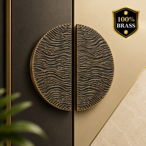 CRACKLE DOUBLE <b>DOOR</b> HANDLE HALF MOON CABINET PULL FURNITURE KNOB MODERN BRONZE FINISH DURABLE EASY INSTALLATION <b>WARDROBE</b> KRISHU - Product Image 4