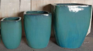 Maceta de Cerámica Geométrica Hecha a Mano con Acabado Diamantado [Jason] - Macetero de Lujo en Azul Cobalto para Decoración de Interiores - Product Image 3