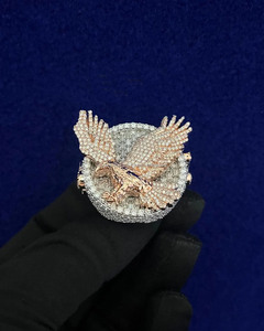 Bagues aigle en grappe coupe baguette bagues de fiançailles Hip Hop personnalisées ou cadeau d'anniversaire de mariage bagues en argent sterling 925 glacées - Product Image 1