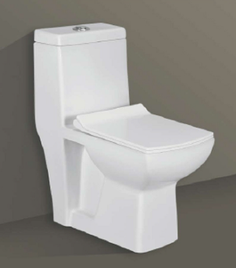 WC suspendu carré en céramique sans bride VEGA-5003 avec chasse double et siphon en S pour villas, hôtels et écoles - Product Image 2