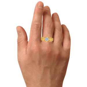 Splendour Rhombi <b>Men</b> Diamond Gold <b>Ring</b> Luxury Gold <b>Ring</b> <b>for</b> <b>Men</b> Pave Diamond Accents with Modern Lattice - Product Image 2