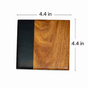 Posavasos de Madera de Nogal con Resina Epoxi, Acabado Sellador de Resina Negra y Madera Natural para Resistencia al Agua y Fácil Limpieza - Product Image 2