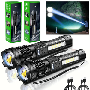 2Pack USB <b>Rechargeable</b> LED <b>Flashlight</b> Adjustable Focus for Camping Hiking Outdoor Work by Logistics Only USPS.T - Product Image 1