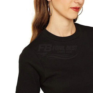 Camiseta Casual de Algodón Suave Lavado para Mujer al por Mayor, Ecológica, con Logo Sólido, Transpirable, de Manga Corta, Holgada, para Uso Diario, Tejido a Granel - Product Image 6