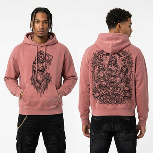 Sweat à capuche pour homme délavé à l'acide, vintage, épais, coupe oversize, avec motif squelette archéologue, streetwear personnalisé - Product Image 6