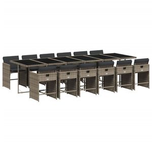 Set da Pranzo da Giardino in Rattan Grigio, 12 Pezzi, Arredamento da Esterno Resistente alle Intemperie, Stile Contemporaneo - Product Image 2