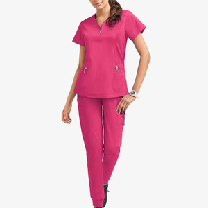 OEM Fashionable Women <b>Scrubs</b> <b>Sets</b> Stylish Short Sleeve Jersey Quick-drying Breathable Work Nursing <b>Scrub</b> <b>Sets</b> 2027 - Product Image 1
