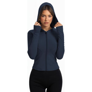 Veste de yoga en nylon flexible pour femme, coupe ajustée, athlétique, extensible, respirante, anti-humidité, légère - Product Image 4