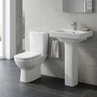 Inodoro de cerámica de dos piezas con pedestal y lavabo, sistema de doble descarga, montaje en suelo, para proyectos en África.