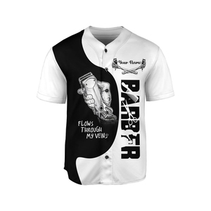 Custom Logo Barber Baseball Jersey Shirt With Clipper Design And Personalized Name For Barbers - Product Image 1