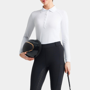 Camiseta de Equitación Profesional para Mujer, de Alta Elasticidad, Transpirable, Manga Larga, Ajustada, para Entrenamiento - Product Image 4