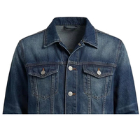 Veste en jean classique pour homme, couleur unie, coton lavé, col rabattu, fermeture boutonnée, veste en jean décontractée pour l'automne