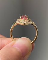 Magnifique bague de fiançailles en or 14 carats avec zircon cubique rose taille poire, style Art Déco vintage et délicat