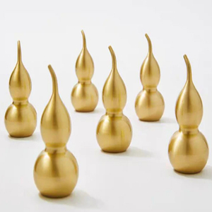 Gold Gourd Shaped Brass Knobs, Chinese Style <b>Single</b> Hole Handles for Cabinet & <b>Wardrobe</b> Metal Knob - Product Image 3