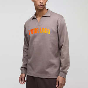 Camiseta polo informal de manga corta con bloques de color y cremallera para hombre, 100% algodón, corte holgado, camiseta personalizada para hombre - Product Image 1