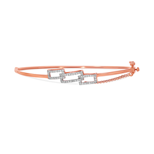 Rose Gold Triple Square CZ Geometric <b>Bangle</b> <b>Bracelet</b> for Women | Adjustable Elegant Fashion Kada | Trendy Party & Daily Wear Jew - Product Image 1