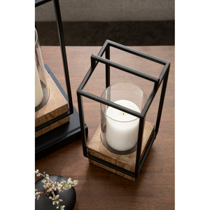 Lanterne en métal et bois avec poignée, porte-bougie de table pour la décoration intérieure – Vente en gros - Product Image 3